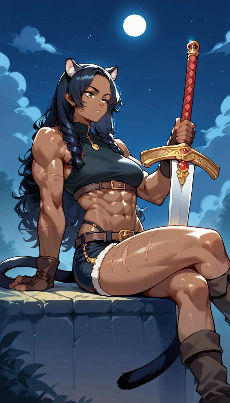 A young, muscular female warrior in scratched, blood-stained armor, crouching on a battlefield's edge, resting after a brutal fight. Her face is smeared with sweat and dirt, eyes weary yet vigilant, axe resting by her side,((pubic hair)),(legs spread),pussy, (((peeing))), squat,legs apart,pubic,(((((energetic urine))))),Lower half of body is naked