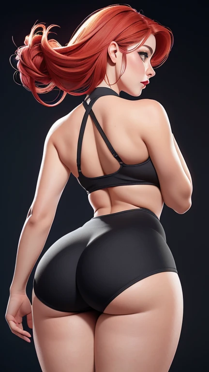 Turned around, looking back, thong, ass, big ass, big butt, anime screencap, white background, pure white background, smug smile, condescending smirk