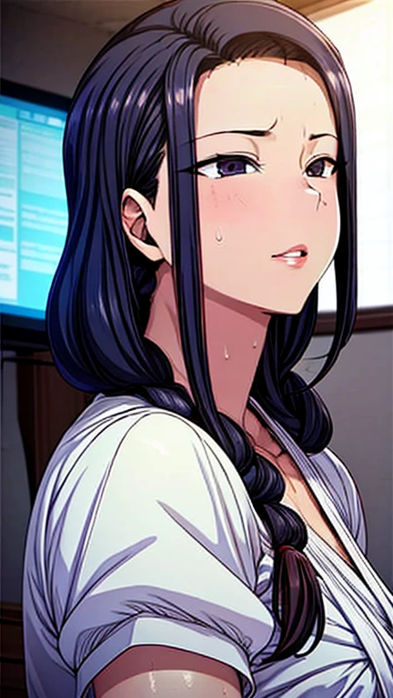 tmasterpiece， highly  detailed， best qualtiy， 超高分辨率， 1girll， 独奏，（Hinata flower proportions：1），Long hair hanging low, Hair Band, Hana's purple eyes, In front of a game hall，pony tails, Beautiful, Beautiful woman, Perfect body, perfect breastm, Wearing a white baseball shirt, Wearing a baseball cap, On the baseball field, holding a Baseball Bat,A dog necklace is worn around his neck， view the viewer, Slight smile, Realism, Masterpiece, Textured skin, Super detail, High detail, High quality, Best quality, 1080p, 16k，Bigboobs，Be red in the face，Blushlush，perspire，Sweat profusely，There are a lot of water droplets on the face，