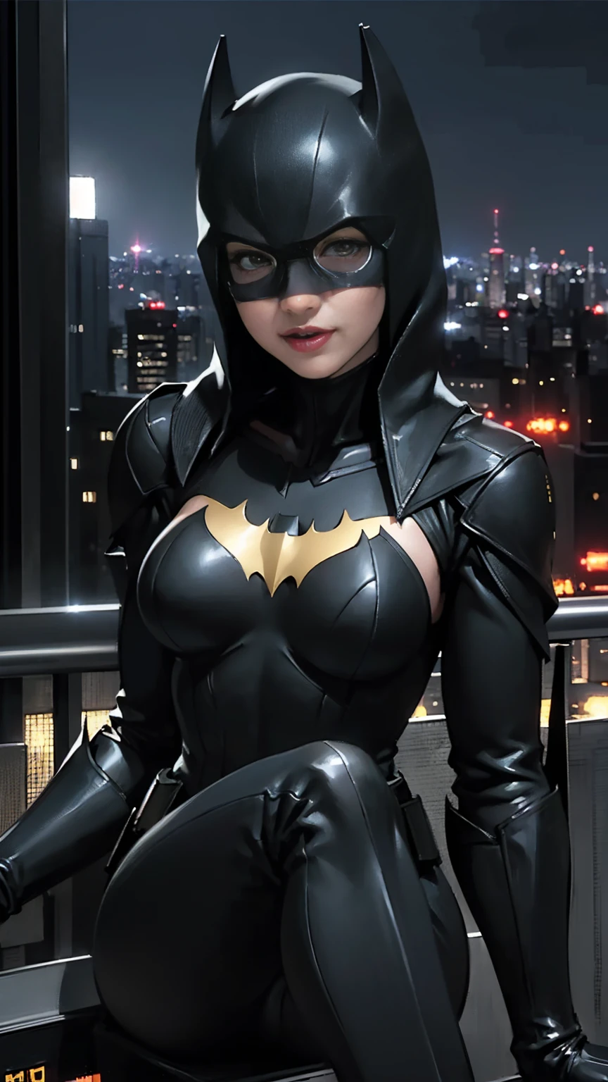 ((masterpiece, Highest quality, High resolution, Realistic, to be born, 16k wallpaper)),（(She spreads her legs sexy and seduces men.:1.5)),Standing in a bikini,Maika Monroe Batgirl, (Standing in Honor　shot）,Facing the camera in a menacing pose, Very hot and sexy, Great beauty, Perfect balance, Beautiful body, Slim body beauty: 1.4), Batman standing on a rooftop overlooking the city skyline at night, Gotham city background, nighttime in Gotham city, Gotham city, From the movie Batman, Gotham city double exposure, Gotham city style, Batman film still, metropolis filmic Gotham city, Cyberpunk Batman, Batman movie stills, Batman movie still cinematic, Gotham setting, Batman, Gotham,
