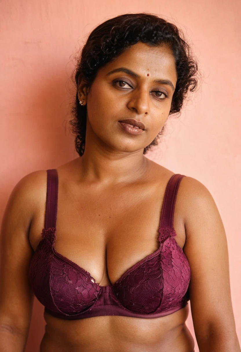 (((kerala Village mature pimp aunty))), seducing bite lips,heavy pawg physique , heavy figure, heavy juicy aunty, (((saggy jut big long huge tits ))) , pawg physique , ( long huge hair), huge breast, natural big boobs, big melons, milk tank, heavy figure, aunt's sweaty body,pervert Aunt,  (((studio photoshoot))), (((Half Body))), (((dark skin))), (((age 45+old))),(((plus size hips ))),  (((clovia lace  bra))), (((nude tubular saggy breast))), ((dark brown skin body)), (((depth of field))), ((( flashing light leaks))), (((beauty))), photorealistic,photo, realism, Getty Images, RAW candid cinema, 16mm, colour graded portra 400 film, remarkable colour, ultra realistic, textured skin, remarkable detailed pupils, realistic dull skin noise, visible skin detail, skin fuzz, dry skin, shot with cinematic,light leaks, RAW Image, DOF, depth of field,bokeh,DonMN1gh7D3m0nXL