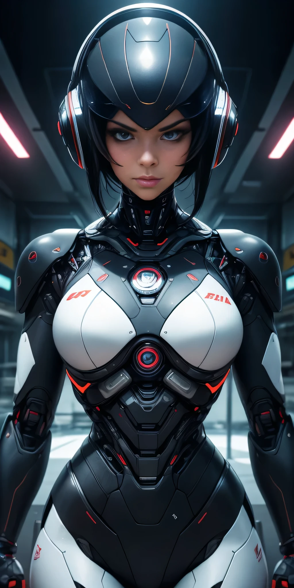 comics style,analog style,illustration,lineart,colorful, 1girl, 1mechanical girl,((ultra realistic details)),portrait,global illumination,shadows,octane render,8k,ultra sharp,metal,intricate,ornaments detailed,cold colors,egypician detail,highly intricate details,realistic light,trending on cgsociety,glowing eyes,facing camera,neon details,machanical limbs,blood vessels connected to tubes,mechanical vertebra attaching to back,mechanical cervial attaching to neck,sitting,wires and cables connecting to head,xzw,<lora:xzwmkup:0.6>