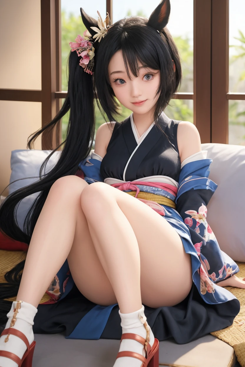 Sexy Japanese Geisha girl naked with huge dildo in ass