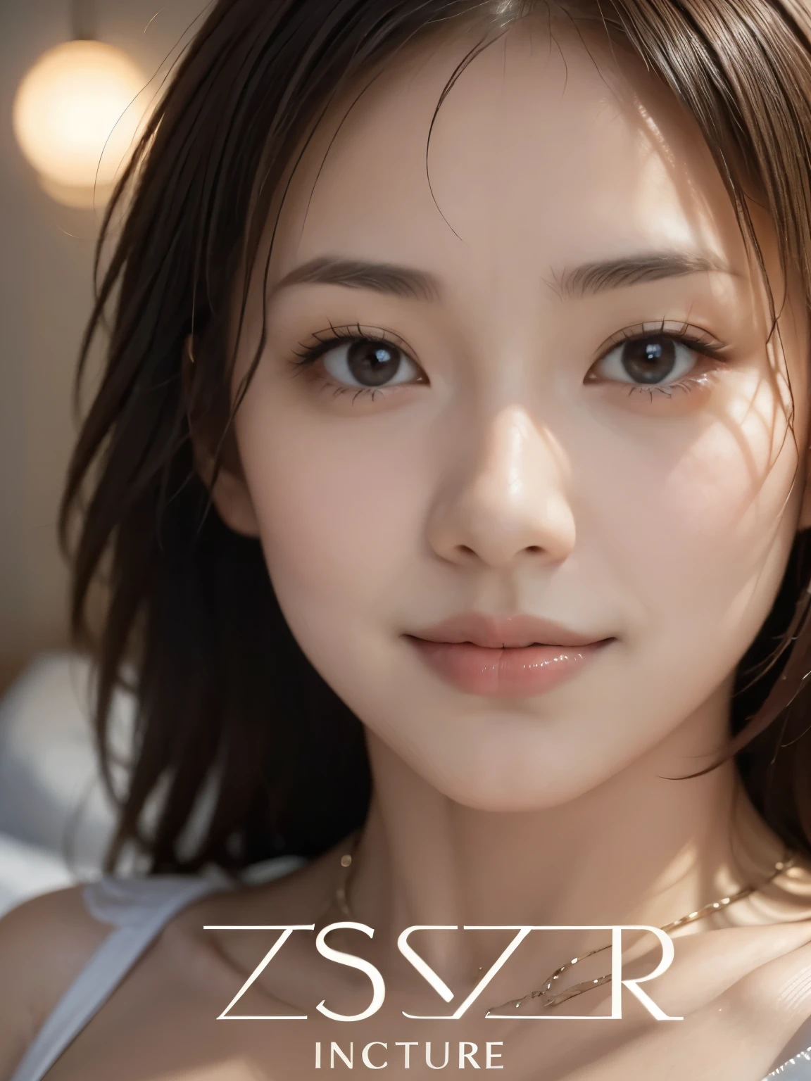 masterpiece、top-quality、realisitic、(A hyper-realistic), (illustratio), (hight resolution), (8K), (ighly detailed), (The best illustrations), (beatiful detailed eyes), (top-quality), (ultra-detailliert), (masterpiece), (wall-paper), (详细的脸), a bed、Upper body close-up,Armpit, A smile,Plump,独奏,(Wearing a silk plunged open shirt:1.5), full of sweat, japanes, large full breasts, (camel's toe)、huge-breasted、Luxury living room、Detailed white teeth、ultimate beauty girl、No bra、Wrap a red ribbon around your neck、perfect teeth、(handsome hair)、Navel、Light makeup、