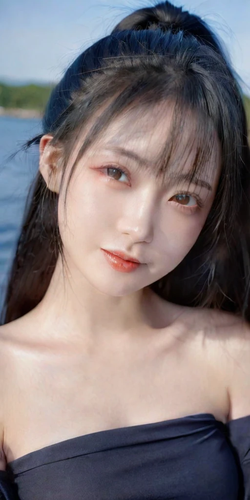 Photorealistic, High resolution, Soft light,1womanl, Solo, hips up high, (Detailed face),The tattoo, Jewelry, T-shirt with rough chest, Beautiful Soldier, An eye that invites the viewer, Lover's perspective, inviting expression, Sexy smile, Perfect Style, Perfect balance, Detailed skin, Naughty gaze, Chest visible