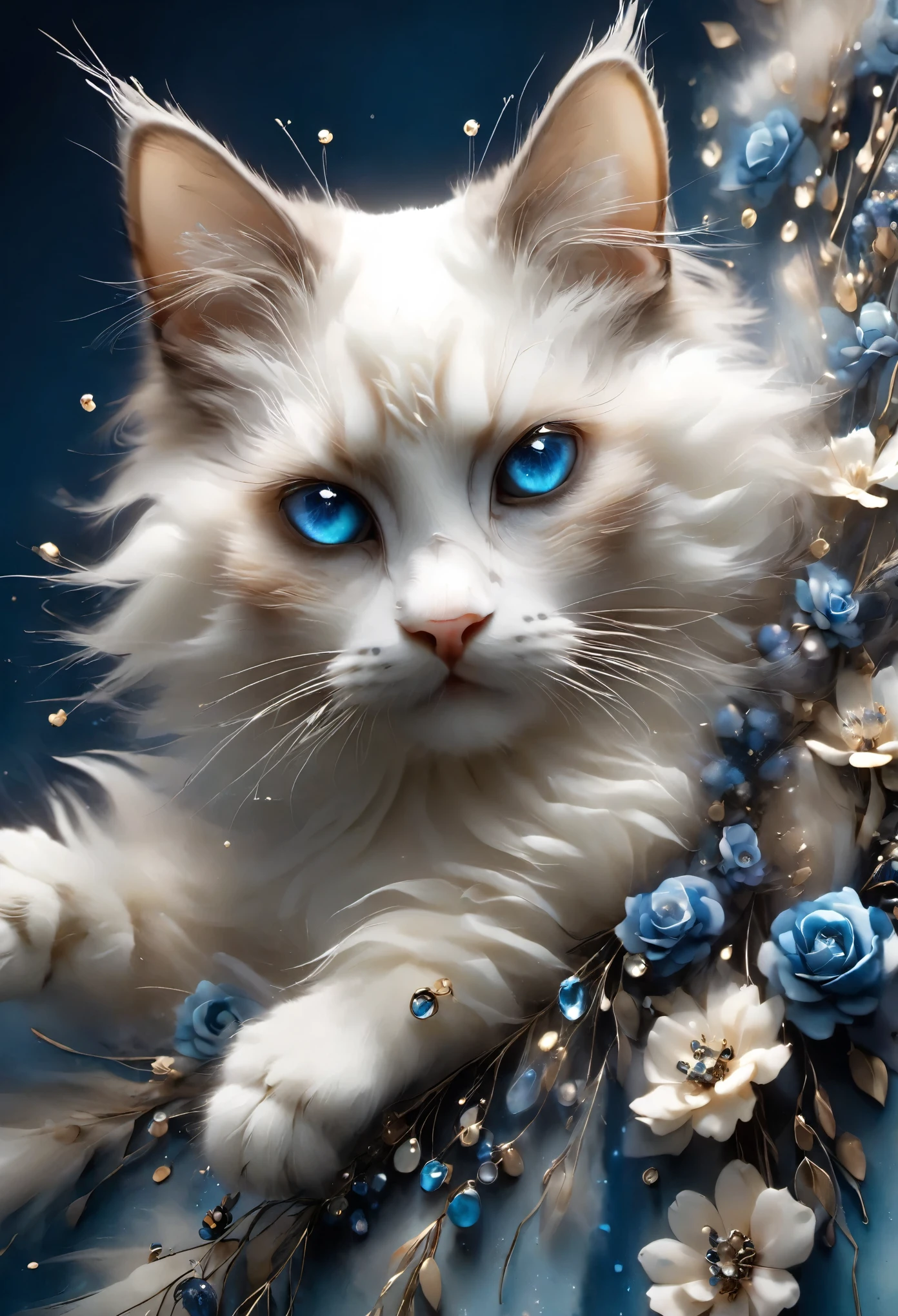 Studded with gemstone sapphires,Blue Eyes Cat Ragdoll High Resolution,