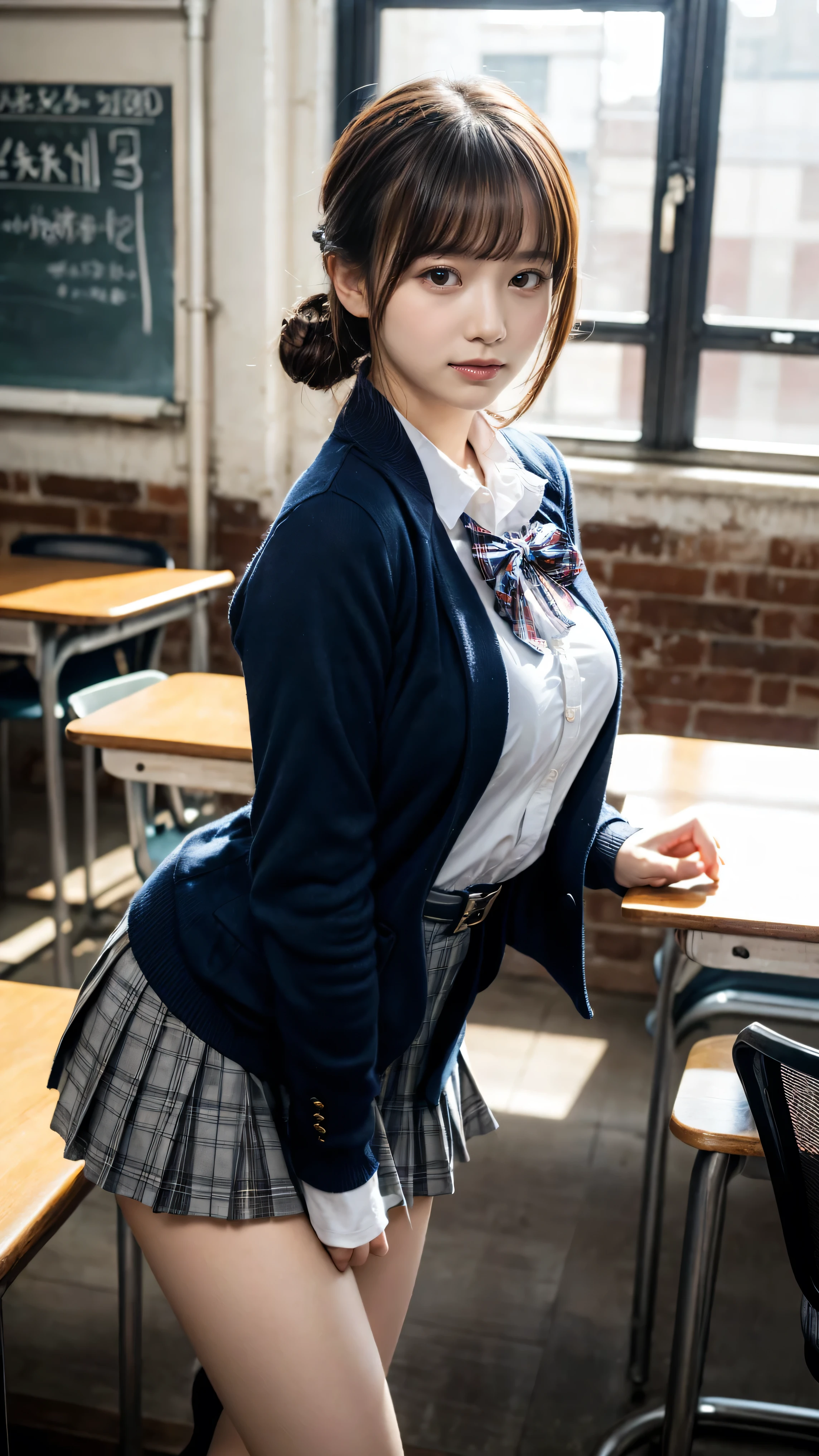 8K, nffsw:1.2,, (超Realistic:1.35), (Realistic:1.4), 1 Kobeni-chan,__Performance__,(school uniform:1.4)+(Black plaid pleated skirt:1.1)、solo、Turn around and show me your ass、Big Ass, Stand on your back and look back, Show more asses, Put your hands on your buttocks、25-year-old woman、Laughter、Legs open、(White shorts)、Black socks、Laughter、Jet black hair, Black Hair, bangs, One-sided hair,、(Red Hair Clip:1.1)、eye shadow、Bow-legged、 (Ass View), Perfect Ass、West Shot、Please bend over and stick your butt out for me、Thigh close-up, Lower body close up、Woman showing off her underwear, buttocks illuminated from behind,、classroom、