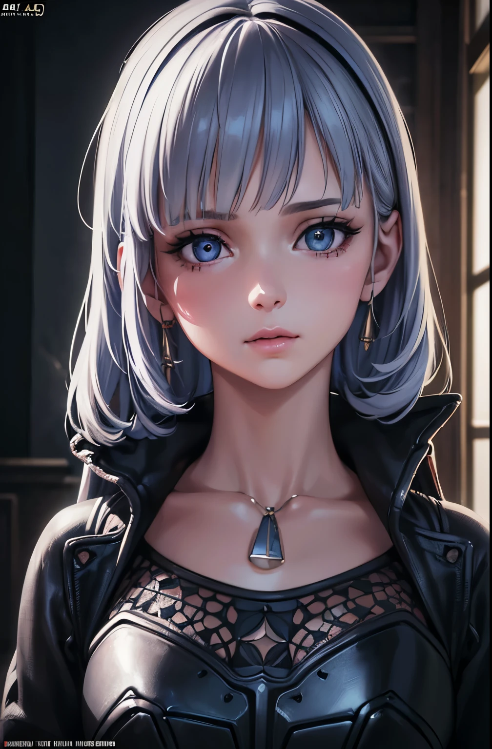 NSFW, (olhos detalhados), (pele delicada), melhor qualidade, Melhor Desinger, best illustration, (Foto Fotorrealista: 1.3), (pele com alto detalhe:1.2), 8K Ultra HD, dslr, alta qualidade, high resolution, coxas pretas, colar feminino, cabelo entre os olhos, seios grandes, colar de metal, umbigo, Mamilos nus, bichano,