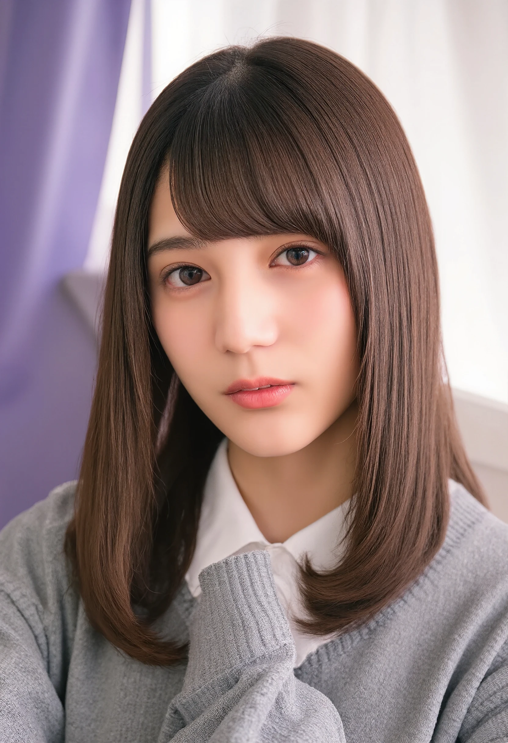 Cute Japanese Women Photos, ((smile:1.78)), 20 years old, Oil, One Length Hair&Hair straightening balm:1.55, (photo Realistic:1.4), (hyper Realistic:1.4), (Realistic:1.3), (Smoother lighting:1.05), (Improving the quality of cinema lighting:0.9), 32K, 1 person,20 years oldの, Realistic lighting, Backlight, The light shines on your face, Ray Tracing, (Bright light:1.2), (Improved quality:1.4), (Highest quality Realistic textured skin:1.4), fine grain, Detailed face,(smile:0), (Emphasise close-ups of the face:1.3), (Improves skin texture:1.1),((Very accurate anatomy:1.0)), (Improves skin texture:1.1), Clean, glowing skin, mesh, thin:1.2, (Realistic:1.3), Realisticなライティング, (Smoother lighting:1.05), 32K, Japanese women, fine grain, Detailed face, (Film Grain:1.1),(Accentuate your body lines:1.1), High resolution, Natural look, Kind eyes, Improves hair quality, Delicate light and shadow, Transparent muscles, Graceful pose, Beautiful Eyes, Sharp details, Soft light reflection, Beautiful contours, Delicate skin tones, Thin hair type,Cute Japanese Women Photos,