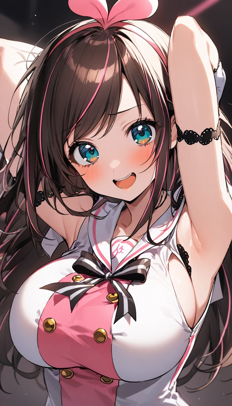 lie on one’s back,side view,Licking the glow stick,open mouth,tongue out,cum on tongue,1girl,((((())))),(((((Short,))))),slender,small breasts ,looking at viewer, looking ahead,from above,upper body,Black Hair,Long Hair,one side up,Gray Eyes,Drooping eyes,slit pupils,narrow eyes.Mischievous smile,Sheer black and pink negligee,Sexy Lingerie,Collar with leash,Dimly lit room,On the bed,Dim lighting,Beautiful and detailed anime art