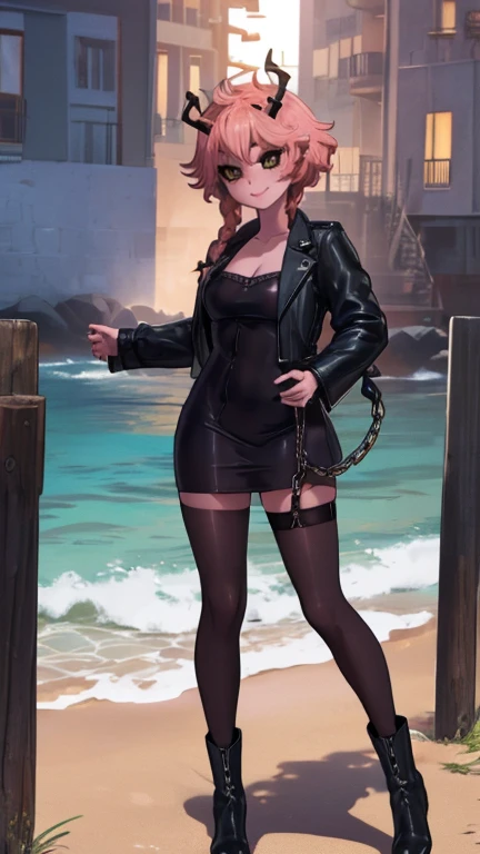 (best quality:1.1),(highly detailed:1.1),masterpiece,detailed face,beautiful face,(detailed eyes:1.1),(deep eyes:1.1),full body,earrings,(grin:0.9),(elbow gloves:1.1),thighboots,necklace,jewelry,thighhighs,1girl,solo,blush,looking at viewer,lace,highres,absurdres,huge filesize,lipstick,navel,standing,(intricate details:1.1),rtx,god rays,city,beach,wet hair,orange hair,shorts,suspenders,side ponytail,midriff,groin,<lora:misty_(pokemon)_v2:0.5>,misty_(pokemon),outdoors,AS-YoungV2,small breasts,nude,<lora:CutePussyVer2S:1>,