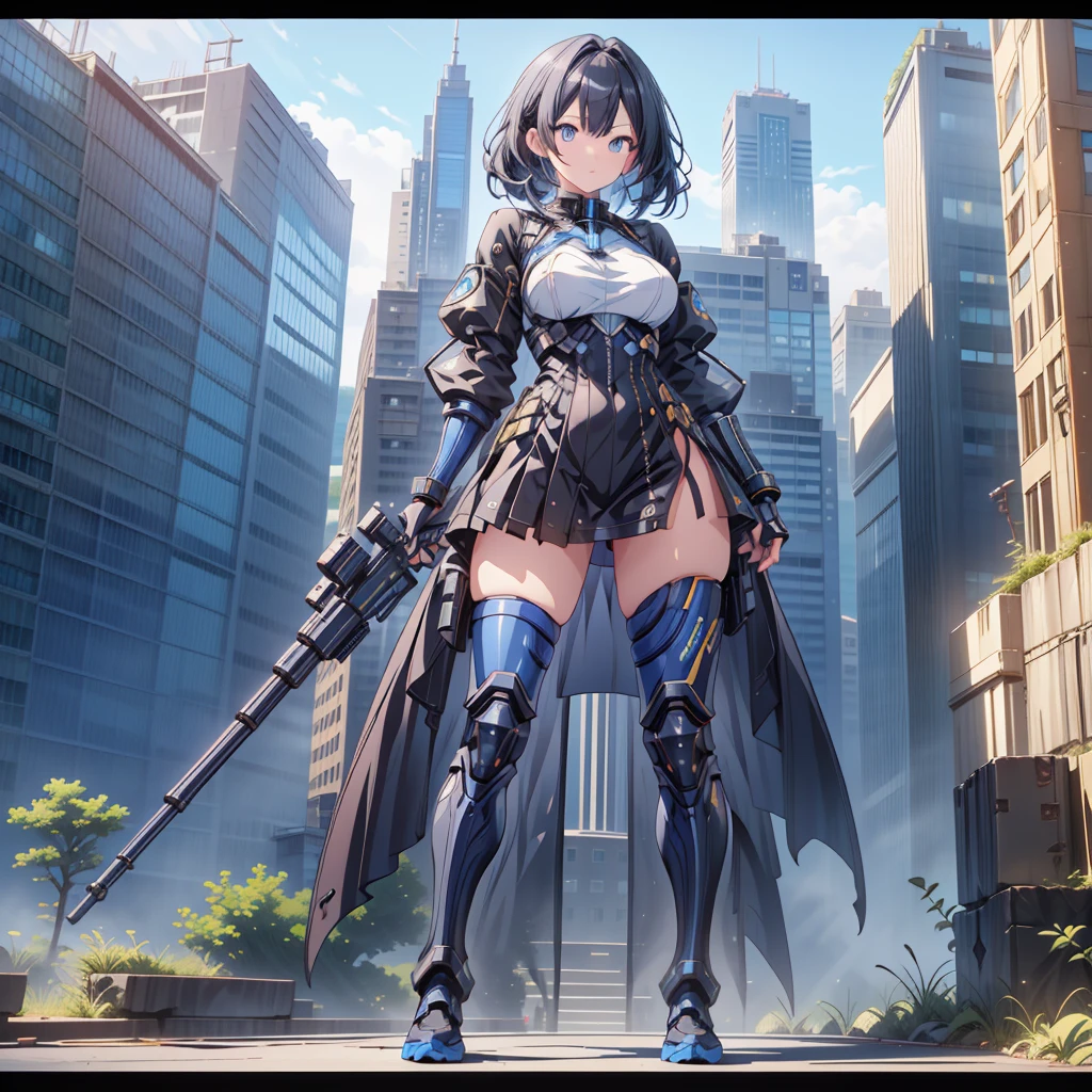 surrealism, Ray tracing, hyper HD, High details, 8K, Best quality, Textured skin,Gundam Mech,Dragon wings,tmasterpiece,best qualtiy,mechs,A teenager levitates in the air,(full bodyesbian),(Black Mech:1.5),(轴对称:1.4),(hdr),(cinematric light:1.1),White eyes,Cool,scientific fiction,firey,Don Dao,karo,conflict,Background of the destroyed city with a Tang knife,(Armed with a huge weapon:1.5),Mecha male,