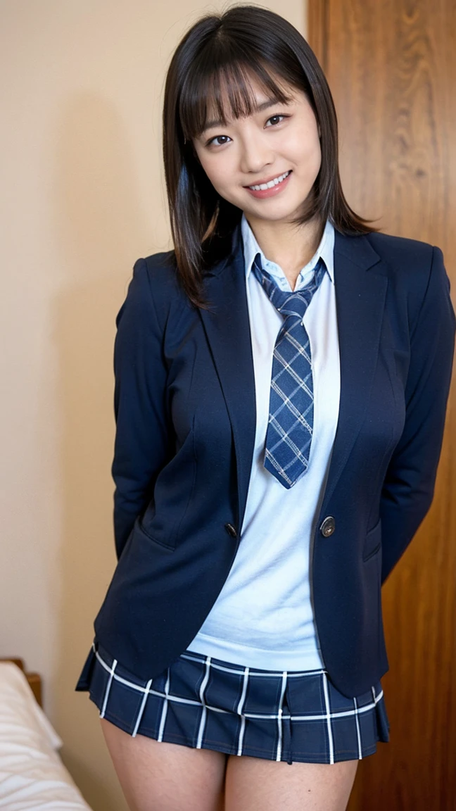 {{{シャツとblack stockingsを着た女性が木のベンチに座っている:smile:Big eyes:tear bag:double}}}, {spread your legs::pubic hair}, girl in uniform, , hyper real , JK uniform, , japanese school uniform, japanese model, japanese girl uniform, {{black stockings},,{{bright from below」illumination}}