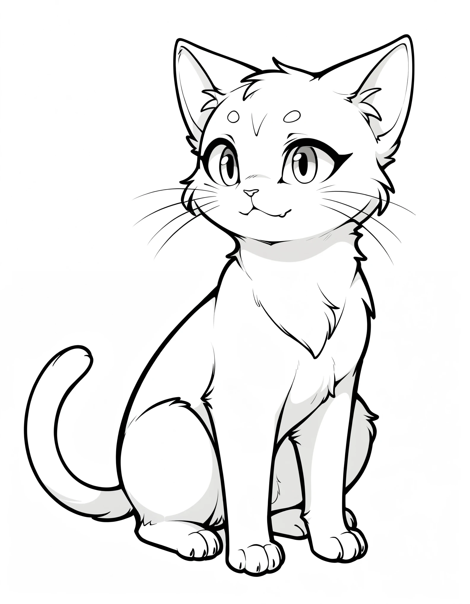 lineart, monochrome, white background, domestic cat, feral (best quality:0.5) 