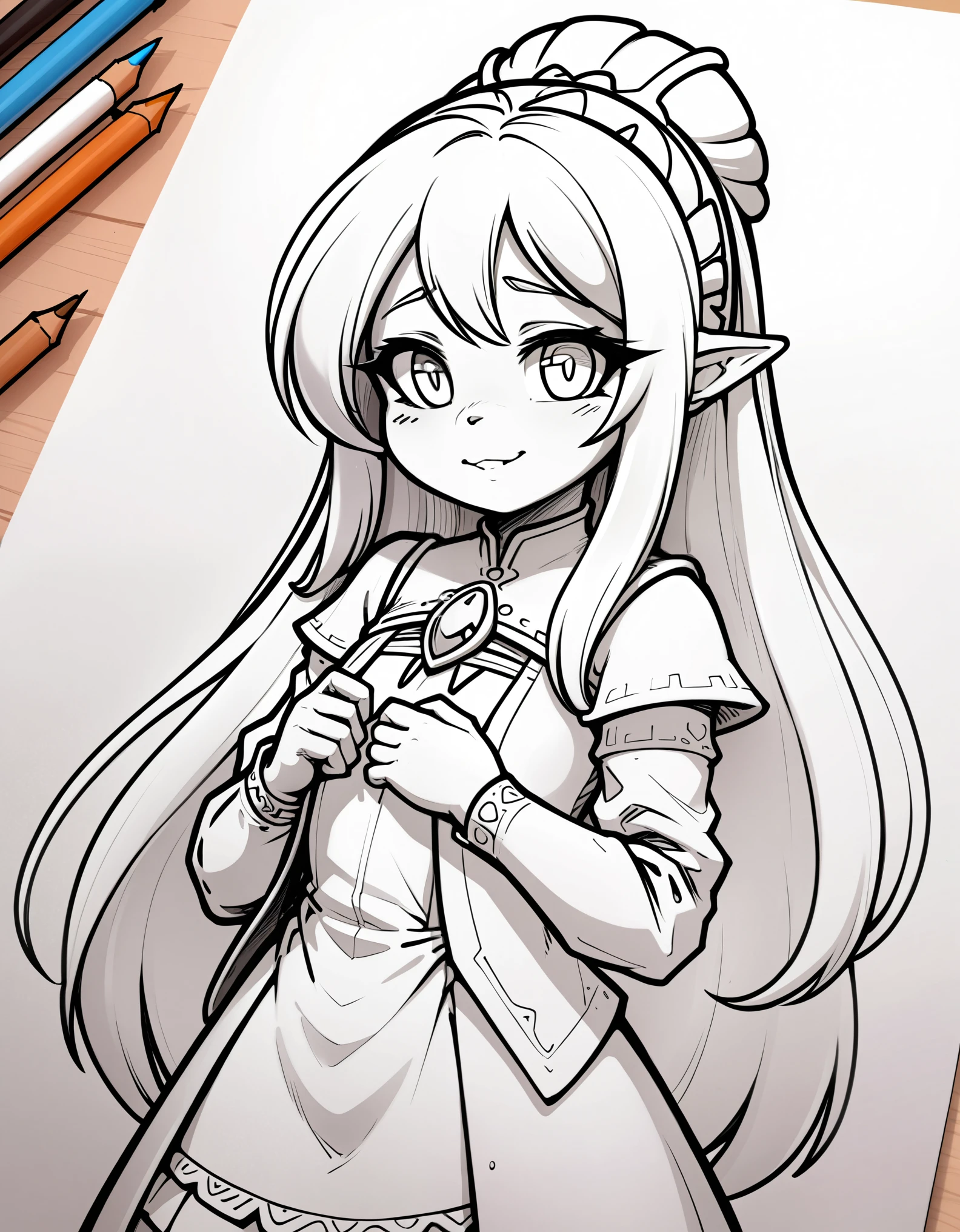 lineart, (Highest picture quality),masterpiece,ultra-detailed, 1girl, celestine lucullus,sketch, 