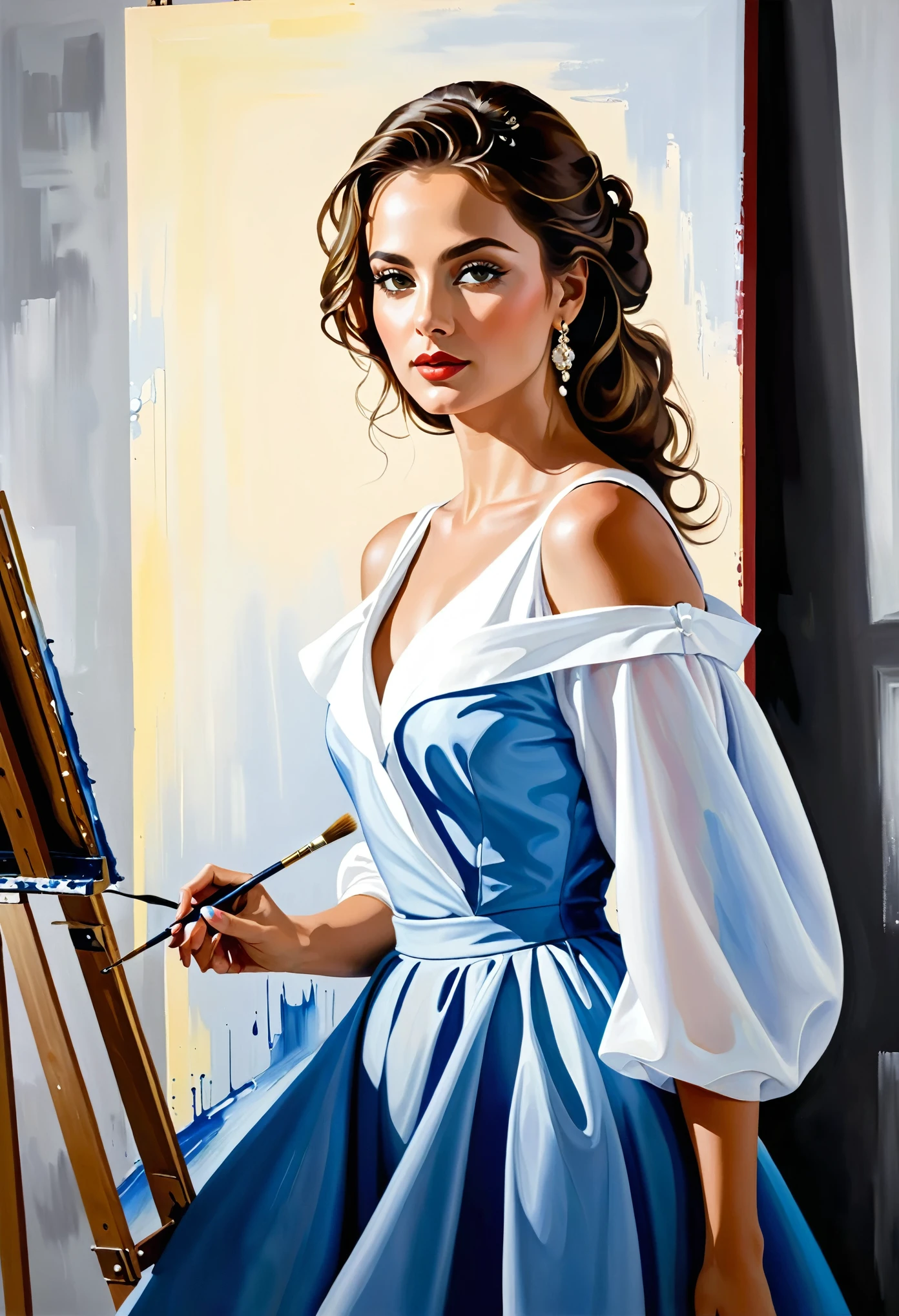 Art using the best techniques、Oil painting of a 1960s Italian woman