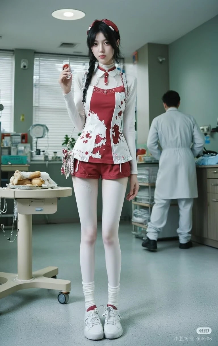 (8K、RAW Photos、highest quality、masterpiece:1.2), (Realistic、Photorealistic:1.2), (High resolution skin), Beautiful young girl,japanese,14 yo, small breasts,(Slender girl:1.3),(Thin legs:1.4),dark blue mini skirt,sailor suit, (White socks), Short sleeve,sneakers, whole body,park,standing,(muddy),(wounds,bloody legs:1.6)
