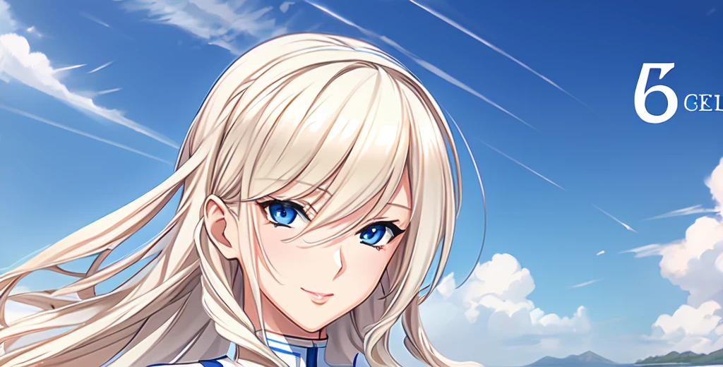 Celia\(Valkyrie\),,One Girl, mature female, Alone,blue eyes,Best Quality, masterpiece, Illustration,(background,Seaside),Anatomically correct, (Fits your body,White sportswear,Sleeveless),Alone,Standing, Look at, Put your arms behind your head,Close-up, 