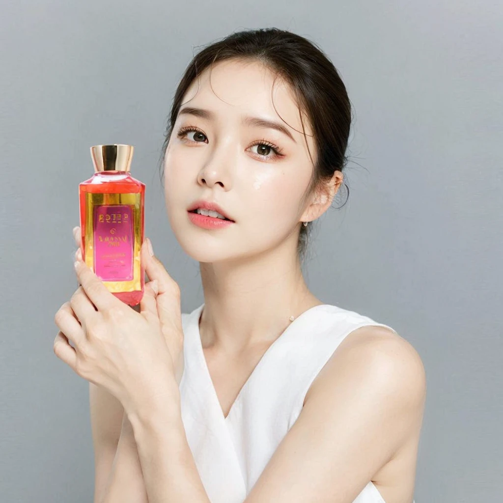 A korea woman holding a bottle of perfume in her hand, perfume, sha xi, carrying a bottle of perfume, lu ji, fan bingbing, lee ji-eun, lee ji - eun, korean, gongbi, tiffany, shin min jeong, beauty woman, lulu chen, heonhwa choe, korean woman, li bingbing, (Pink color cloth).
Masterpiece, ultra detailed, realistic, photo realistic, high detail RAW color photo, professional photograph, extremely detailed, finely detail, lens flare, Dynamic lighting, 8K, RAW Photo, Best High Quality, Masterpiece: 1.2, Ultra HD: 1, High Detail RAW Color Photo, Pro Photo, Realistic, Photo Realistic: 1.5, Live Photo, Super detailed, Masterpiece, Real Skin, Realistic Skin, Realistic HD Eyes, Highly detailed Eyes, Perfect Eyes, Perfect face, Perfect fingers, extremely detailed face, extremely detailed eyes, extremely detailed skin, perfect anatomy.