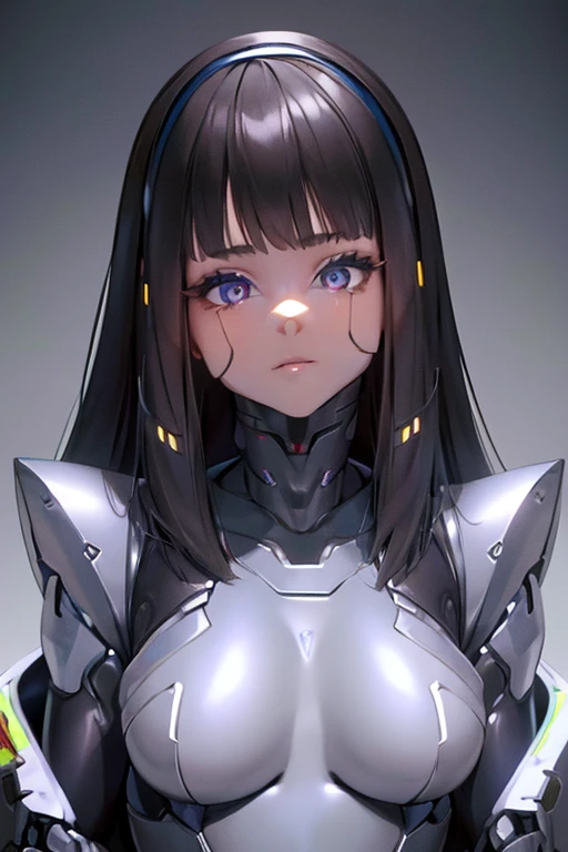 (masterpiece),(Highest quality),(Super detailed),(Best illustrations),(Best Shadow),(Absurd),(Detailed Background),(so beautiful), 16K, 8K, 4K,(Best Shadow),empty eyes,robotization,woman ,big bust,Robot Joint ,Metal skin,Black Suit,long hair,a black suit that covers the whole body,robot hand