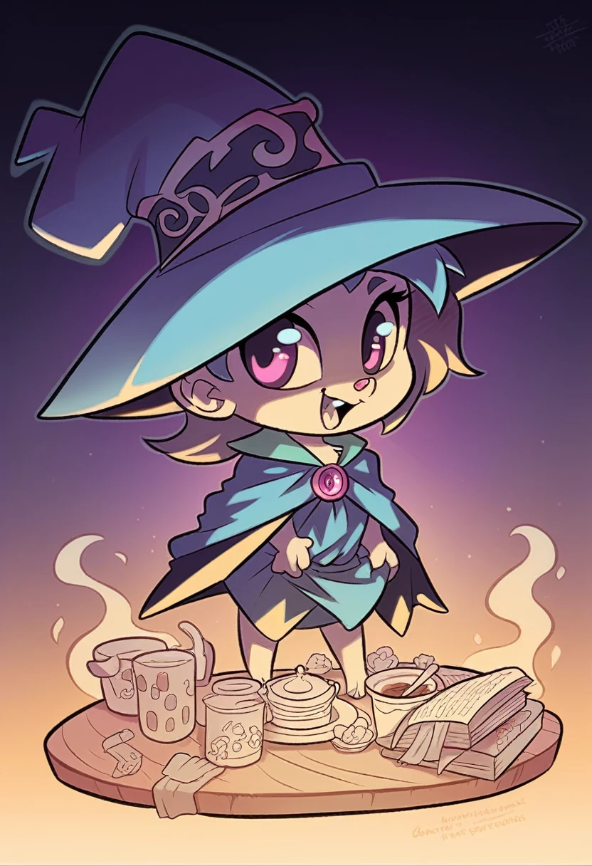 depicts a modern-day witch who has embraced the world of cybernetics to enhance her magical abilities. The artwork should convey the enchanting blend of traditional witchcraft and futuristic technology. Here are some specific elements to include: The Witch's Lair: The setting should be a cozy yet slightly eerie room, filled with magical books, crystal balls, potion ingredients, and antique furnishings. The room should be dimly lit by candles and a soft, mystical glow emanating from her cybernetic enhancements. The Cyborg Witch: The central focus of the artwork is the witch herself. She's a striking figure with a mix of traditional witch attire and cybernetic enhancements. Her clothing should have a witchy, occult aesthetic, with flowing robes, a pointed hat, and an intricate pentagram necklace. Her arms, however, have been upgraded with cybernetic components that incorporate magical symbols and glowing runes. Magical Interface: The witch is in the midst of casting a spell, with a holographic, touch-screen interface floating before her. This interface includes spell incantations, arcane symbols, and digital components, demonstrating her fusion of magic and technology. Spell Ingredients: On a nearby table, there should be a collection of spell ingredients, like herbs, potions, and magical artifacts. Some of these items may have been modified with cybernetic enhancements, blurring the line between the natural and the technological. Familiar: The witch's familiar, perhaps a cat or raven, should be present in the scene, serving as her magical companion. The familiar could also have subtle cybernetic enhancements or glowing eyes. Glowing Runes: The room should be adorned with ancient symbols and glowing runes on the walls and floor, contributing to the magical atmosphere. Aetherial Lighting: Use a combination of mystical, ethereal lighting and cybernetic glows to create a captivating interplay of light and shadow. The contrast between the tradit