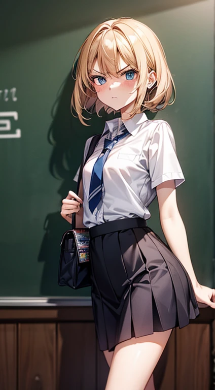 ((masterpiece, highest quality;1.3)), Very detailed, 8k unity wallpaper, CG, Ray Tracing, shape, colorful, Shadows in the movie, Very detailedで美しい背景,video, VRay Shading,RT, 1 girl, (Embarrassing), Ten generations, , , blush, alone, blue eyes, (blush), (Blonde Hair), (Medium Hair), , Slim waist, white Shine skin, highly detailed Beautiful Face, Beautiful Face, Beautiful Eyes, (Talented Lo-Fi:1.3), sexy, Despie, (school uniform), Lift up your shirt, Lace bra, Inside the school, close, Shine, Shine light, Very detailed, Scenic, in the air