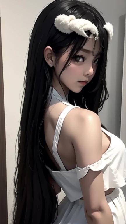 18 year old beautiful girl, ojos grandes, senos grandes, delgada, Small, 8k, calidad superior, (Cabeza muy detallada: 1.0), (cara muy detallada: 1.0), (cabello muy DetallaDo: 1.0), Arte oficial muy detallado, Estilo de arte Anime Moe, Arte de anime limpio y detallado, They are smiling, cabello dorado, cabello largo y liso, pecho desnudo, Ushiwakamaru