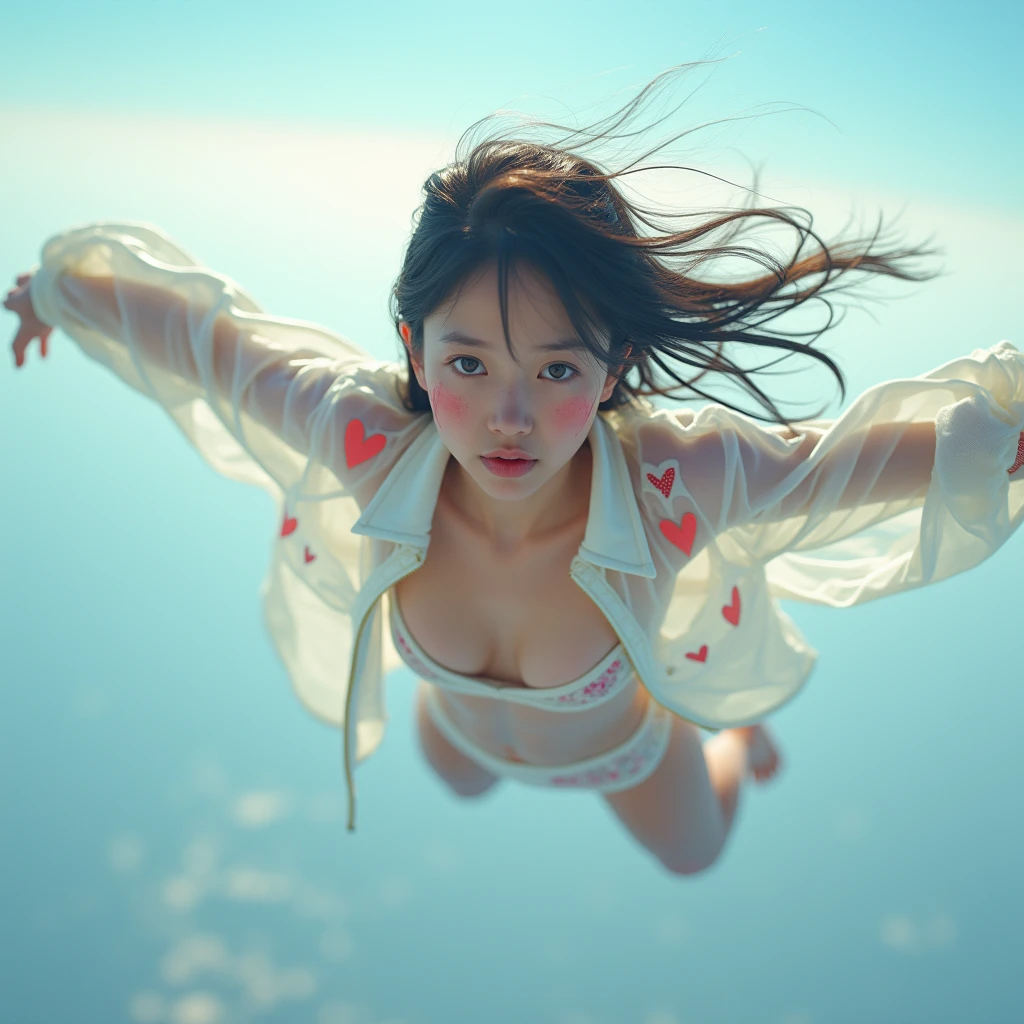 White skin of the，spherical body，Sexy lips，Floating in the air