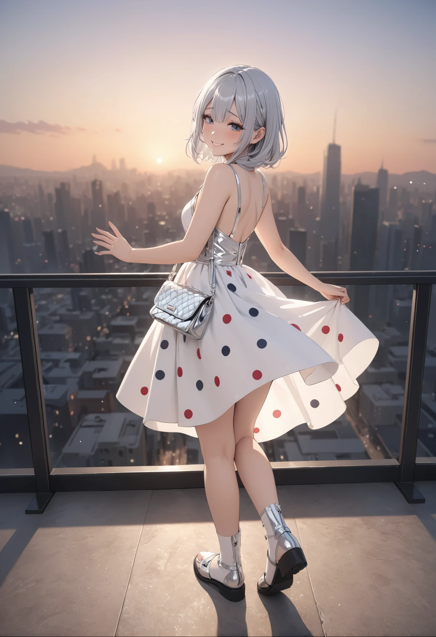 masterpiece, best quality, detailed, 4K, beauty face, cute face, glossy silver eyes, smile, shy,