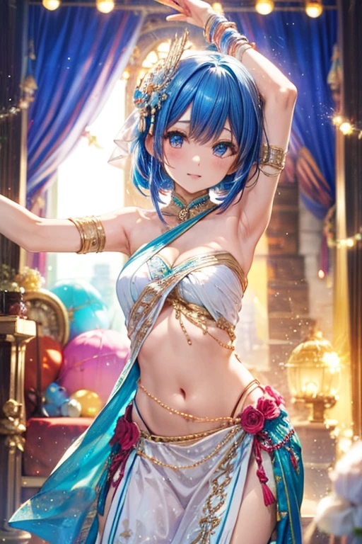 ((masterpiece)), ((best quality)), (ultra-detailed), ((kawaii)), cute, (lovely), ((sexy)), ((extremely detailed)), 4K, (8K), best quality, (beautiful), (anime style:1.2), flat color, painting, //, dynamic pose ((nsfw)), //, upper body, gradation, Beautiful girl with blue hair,short blue hair,Sick,White pupils red eyes,Sick,White pupils,The legs are very thin,The legs are long, red eyelashes, masterpiece, 1girl Rei Ayanami, exposes navel, medium breasts, flirting, from behind, buttcup,Belly Dance Costumes, naked, (((No Underwear))), piercing, (((belly dancer))), open mouth, Glistening sweat, Kneeling, dancing, open one's legs, detailed skin textures, large breasts, from sides, short hair, (blue hair, Deep red Eyes:1.2), Sparkling eyes, Cute face, kawaii, Large breasts, delicate hair, disheveled hair, Arabian night, (Classic theater), light rays, ((low camera angle, ground view)), Tall and tall,Thin, 8k, ultrarealistik, oficial art,