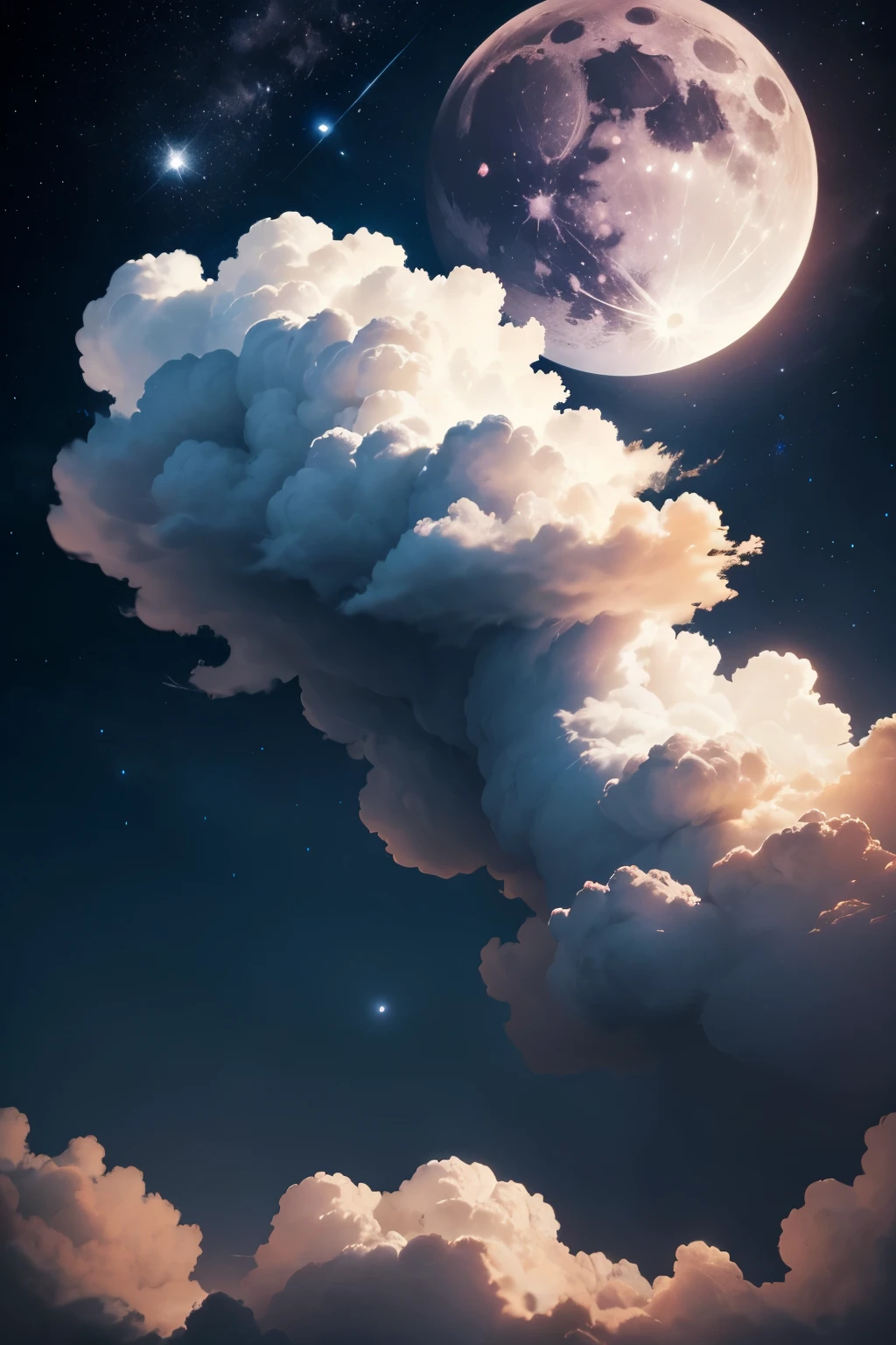 the light of the full moon peaks through the cloud