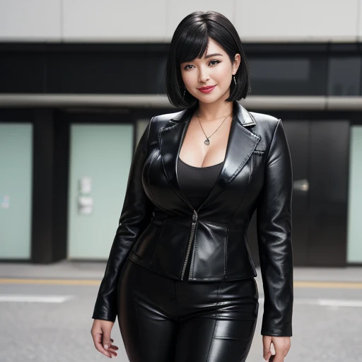 


最high quality, 8 k, bright, clear focus, high quality, high resolution, Middle aged women, mature woman, 5, (Ezbian for the whole body), (High Heel Shoes Face Details, very detailed eyes, Full figure、chubby face、((Big 1.6))、((black leather clothing, business suit))、now、Random Hairstyles、Kind smile、Very short hair