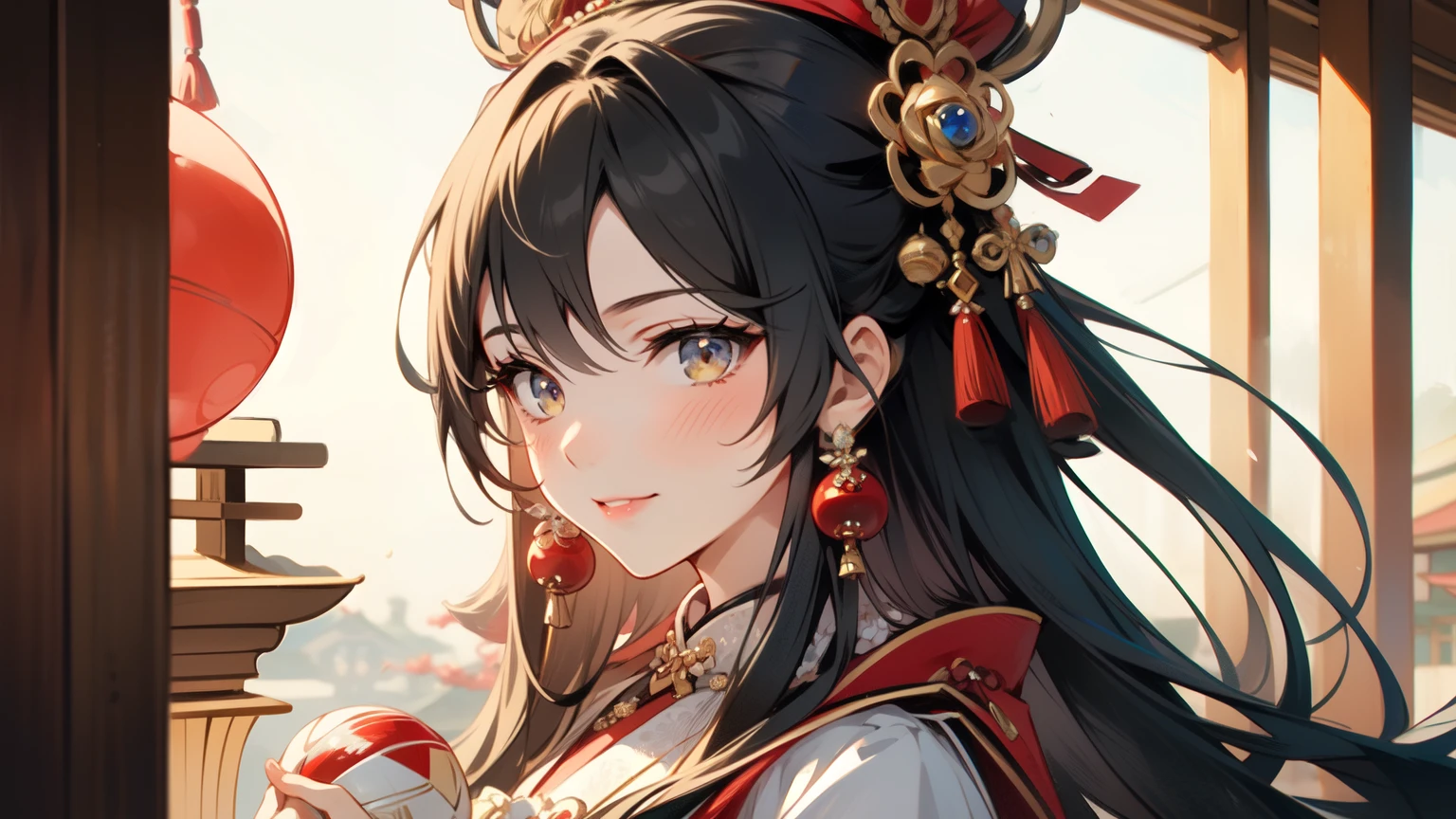 masterpiece, Best Quality, One girl, Alone, 軽い 笑face, Portraiture, Upper Body, View your viewers, Red lips, [:edg oiran_compensate,edg oiran_Hairstyle,perfect edg oiran_face::0.5], beautiful edg oiran_woman, [kimono|dress], (Wearing a ball gown:1.25), 