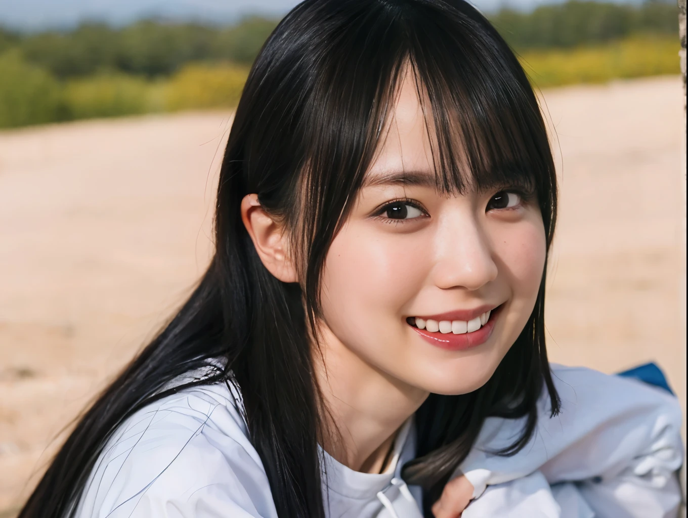 (Ultra HD、Ultra-high resolution、8k)、((Viewer:1.8))、(Extremely realistic skin texture:1.4)、(Realistic:1.3)、(smile:0.4)、20-year-old female、Long Black Hair、(Sweat:1.4)、（Nipples are visible、Showing off nipples、valley）、Sticking out tongue、Drooling,hans up and bands