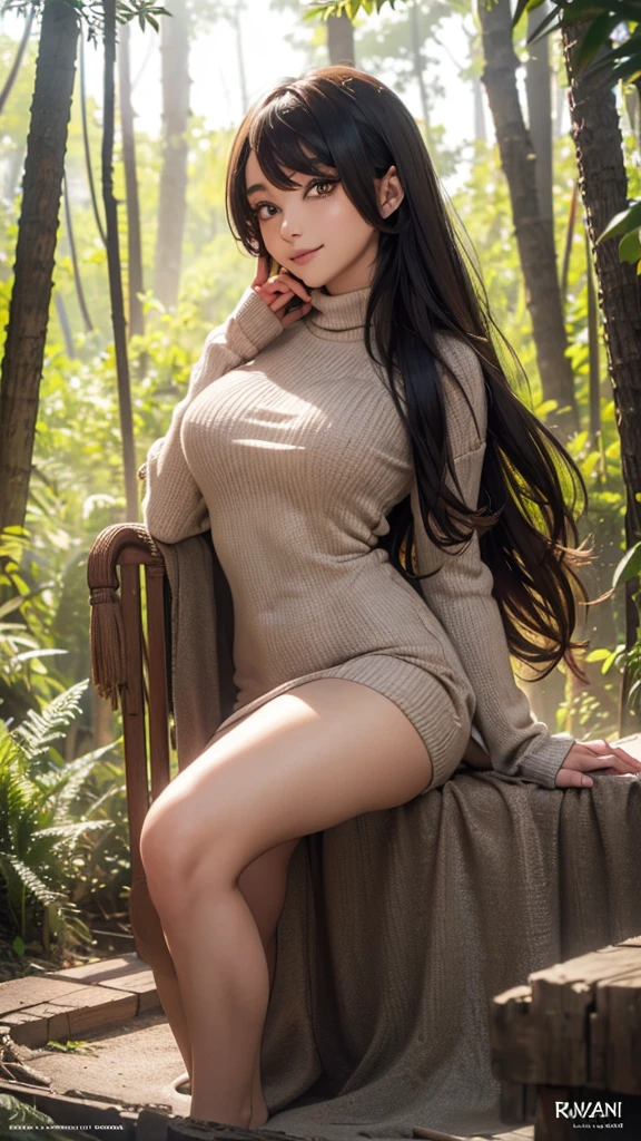 1 girl, Perfect face, photorealistic, aesthetic, cinematic, big blue eyes, full make up, innocent face, venus goddess gigantic breast, thic tall body, full body, open legs, wear yellow tiny tanktop, wear yellow socks, very long black straight hair, lying on the grounds, in the swamp, majestic, sunrise, yawning, having sex with men huge penis