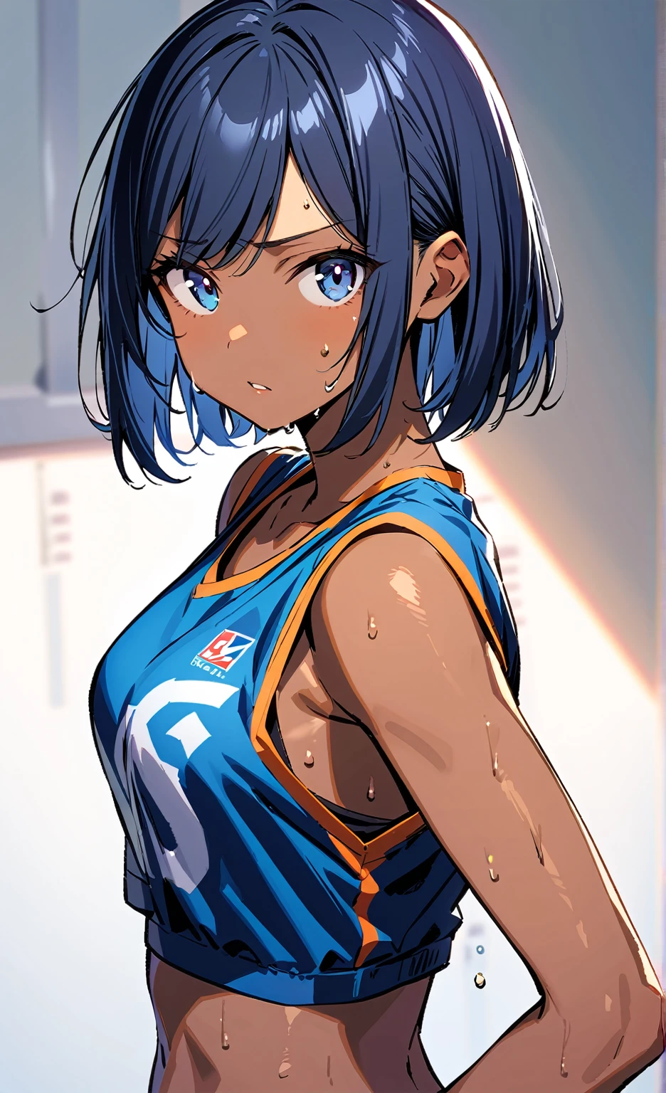 Splatter backgrounds and spray paint effects by Adam Hughes、Blue Football Uniform、Center of upper body、Multi-coloured hair、Close ~ eyes、Big happy smile、watercolor画、watercolor、watercolorスタイル、watercolorの詳細なアート、watercolorデジタル画、watercolor絵の具、非常に詳細なwatercolor画、watercolor、Japanese women、18-year-old、Bobcut、Gold medal hanging from one's neck、Dynamic pose。
