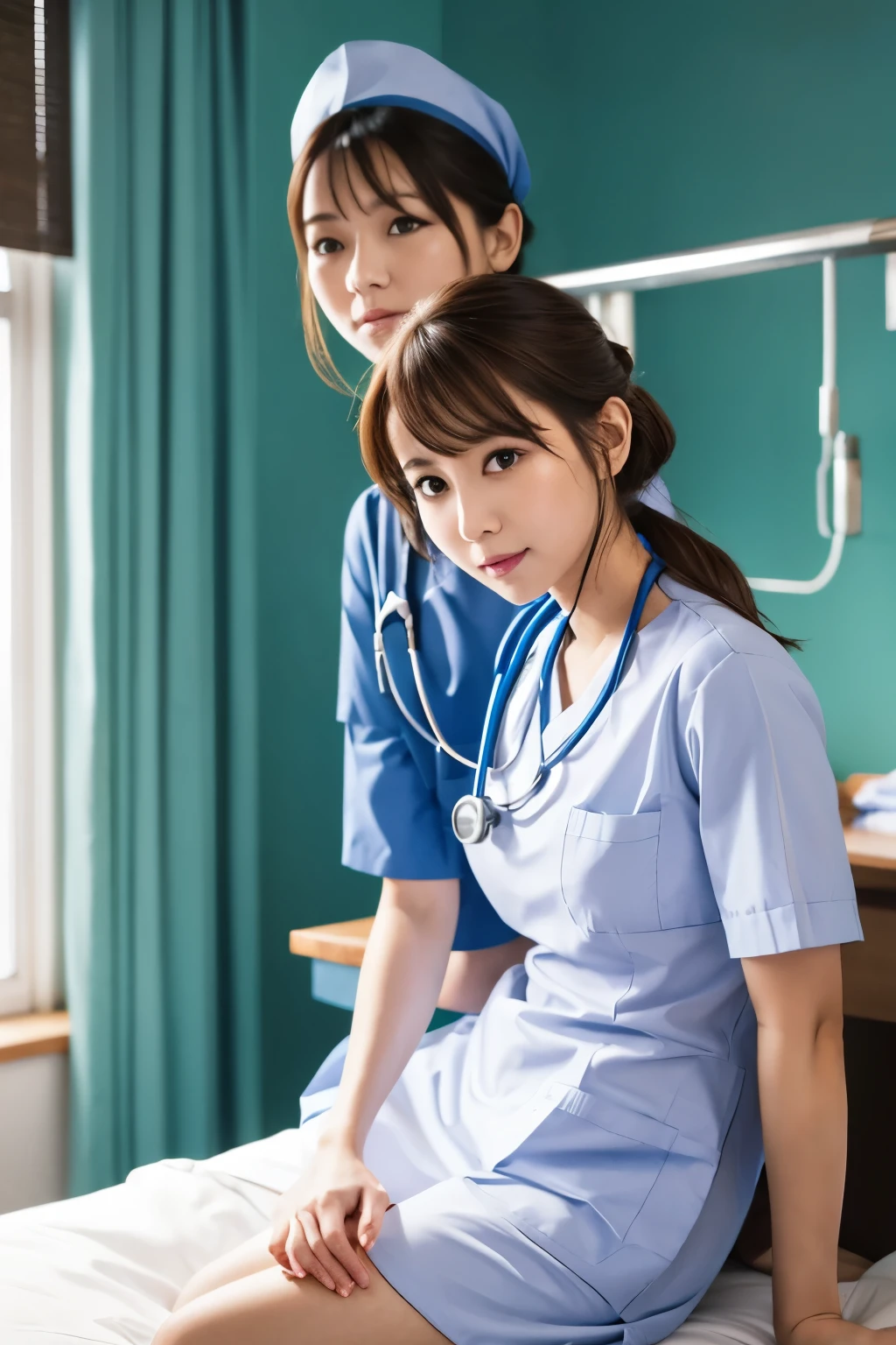 A beautiful Japanese girl with fair skin and angelic features......... She is a teenager、Looks like a slender . The girl is wearing a ballet costume, tome'a little embarrassing for her. She has a childish appearance with a flat chest. The stage is a hospital, especially in pediatric wards. The doctor is conducting a medical examination of the girl, Includes genital examination. The atmosphere inside the hospital is professional and clean......... The girl is a little nervous about the vaccination she is about to receive......... The artwork is、Must be realistic, Highly detailed photorealistic quality, high resolution render。. Color palette should be soft and pastel, Gives a cute and innocent atmosphere. Lighting should be balanced and natural, Beautifully illuminate the scene.、Show nipples、Underpants1becomes a sheet、Flipping through underwear、Pained look、receive an injection、Hold the knife、Rehabilitation、male scary sexual doctor、sexual harassment、Examination without clothing、male genitalia-shaped device、Diagnosis of female genitalia、Pediatric specialty hospital、Vibrator