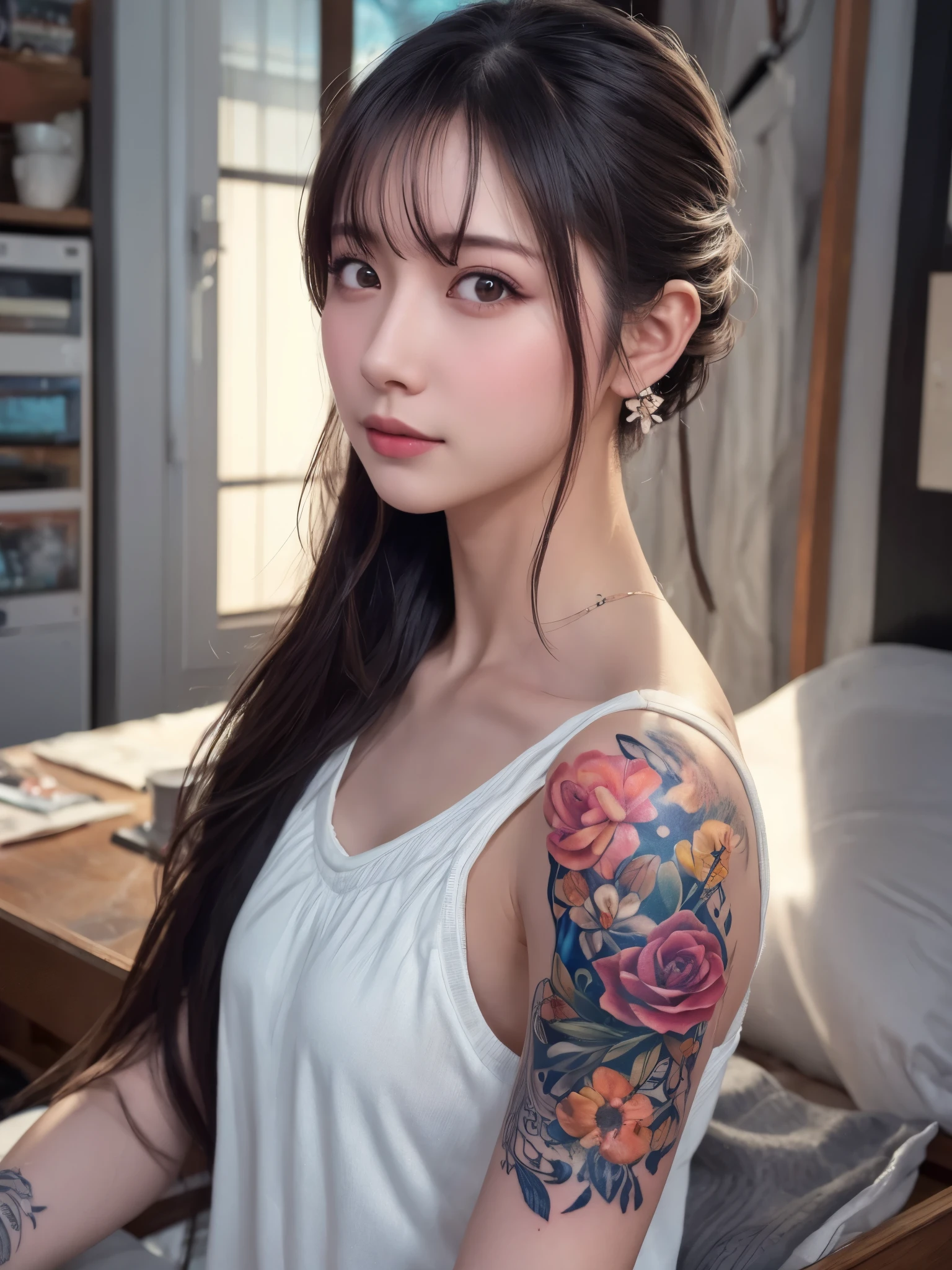 Arafad man with tattoos，Tattoo on arm, Written by Yang J, alena aenami and artistic germ, artistic germ and ruan jia, extremely detailed artistic germ, [IG model | artistic germ, Fanart Best ArtStation, Beautiful digital art work, Epic fantasy digital art style, deviantart artstation cgscosiety