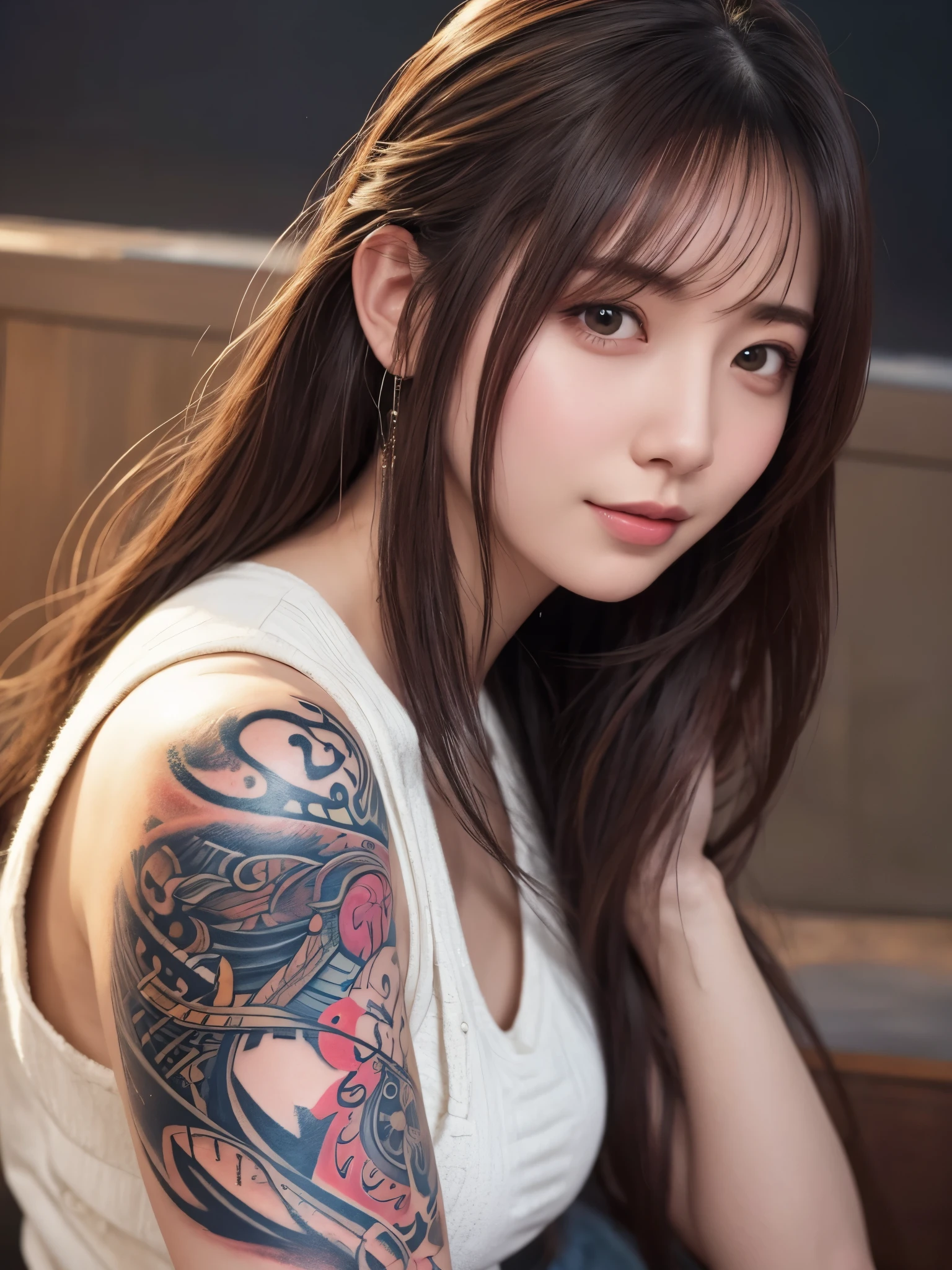 Arafad man with tattoos，Tattoo on arm, Written by Yang J, alena aenami and artistic germ, artistic germ and ruan jia, extremely detailed artistic germ, [IG model | artistic germ, Fanart Best ArtStation, Beautiful digital art work, Epic fantasy digital art style, deviantart artstation cgscosiety