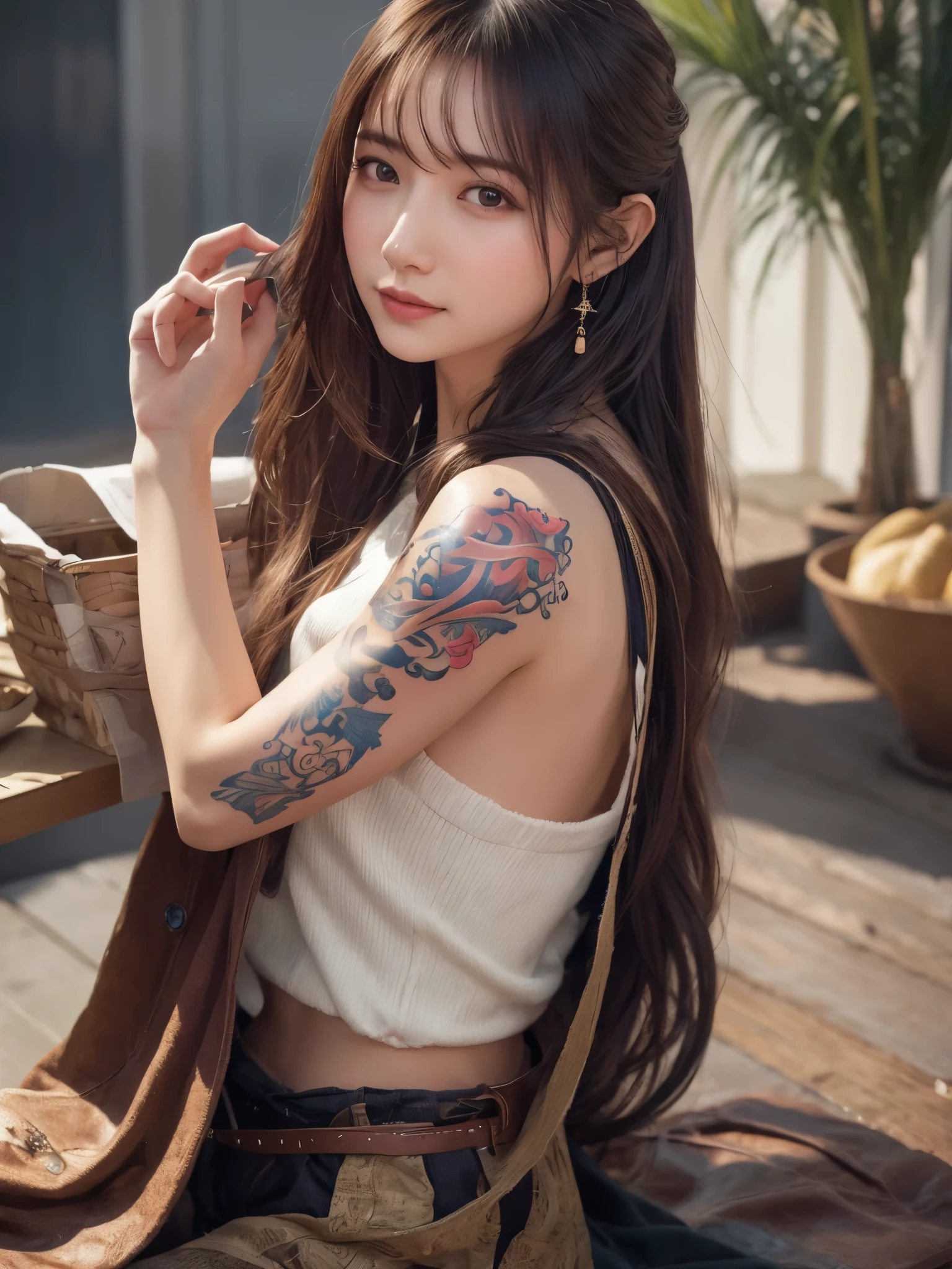 Arafad man with tattoos，Tattoo on arm, Written by Yang J, alena aenami and artistic germ, artistic germ and ruan jia, extremely detailed artistic germ, [IG model | artistic germ, Fanart Best ArtStation, Beautiful digital art work, Epic fantasy digital art style, deviantart artstation cgscosiety