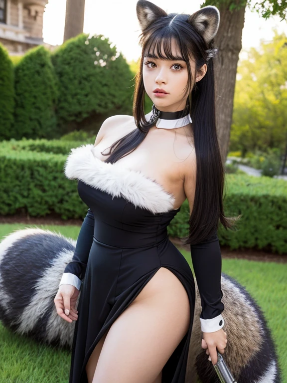 best quality, masterpiece, ultra high res, (photorealistic:1.4), RAW photo, black cat ears, embarrassed, upper body, large breasts, slime body, paw pose
Cherry blossom petals are falling,