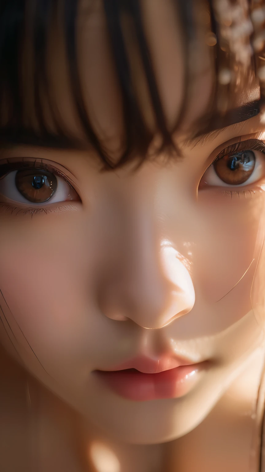 NSFW, naked, ((detailed face, professional photography)), ((sfw, (zettai ryouiki:1.4), 1 Girl)), Ultra High Resolution, (Realistic: 1.4), RAW Photo, Best Quality, (Photorealistic Stick), Focus, Soft Light, (()), ((Japanese)), (( (young face))), (surface), (depth of field), masterpiece, (realistic), woman, bangs, ((1 girl))