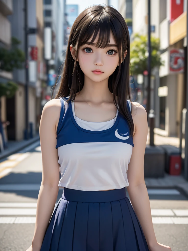 8K、cute、Adult Girl、detailed、Braid your hair in an intricate way、Looking into the camera、((SFW: 1.4)),((detailedな顔, Professional photography)), ((SFW, Race Queen, Grid Girls, skirt, Sleeveless, 1 Girl)), Ultra-high resolution, (Realistic: 1.4), RAW Photos, Highest quality, (PhotoRealistic Stick), concentrate, Soft Light, ((20-year-old)), ((Japanese)), (( (Young Face))), (surface), (Written boundary depth), masterpiece, (Realistic), woman, bangs, ((1 Girl))