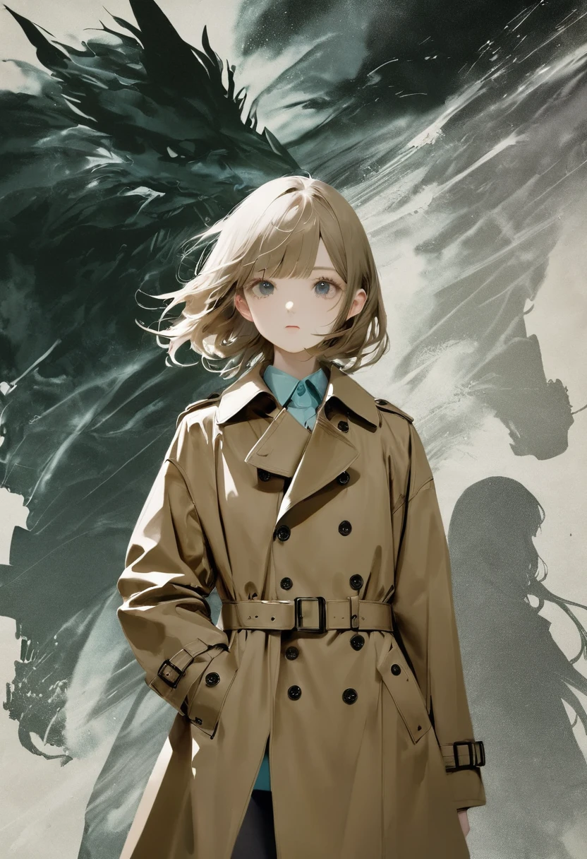 Detective in 1928,Wears a domed wide-brimmed hat,Wears a large taupe trench coat,man,blonde with blue eyes,Cold sanity,Close-up of people,A character in the story of Cthulhu