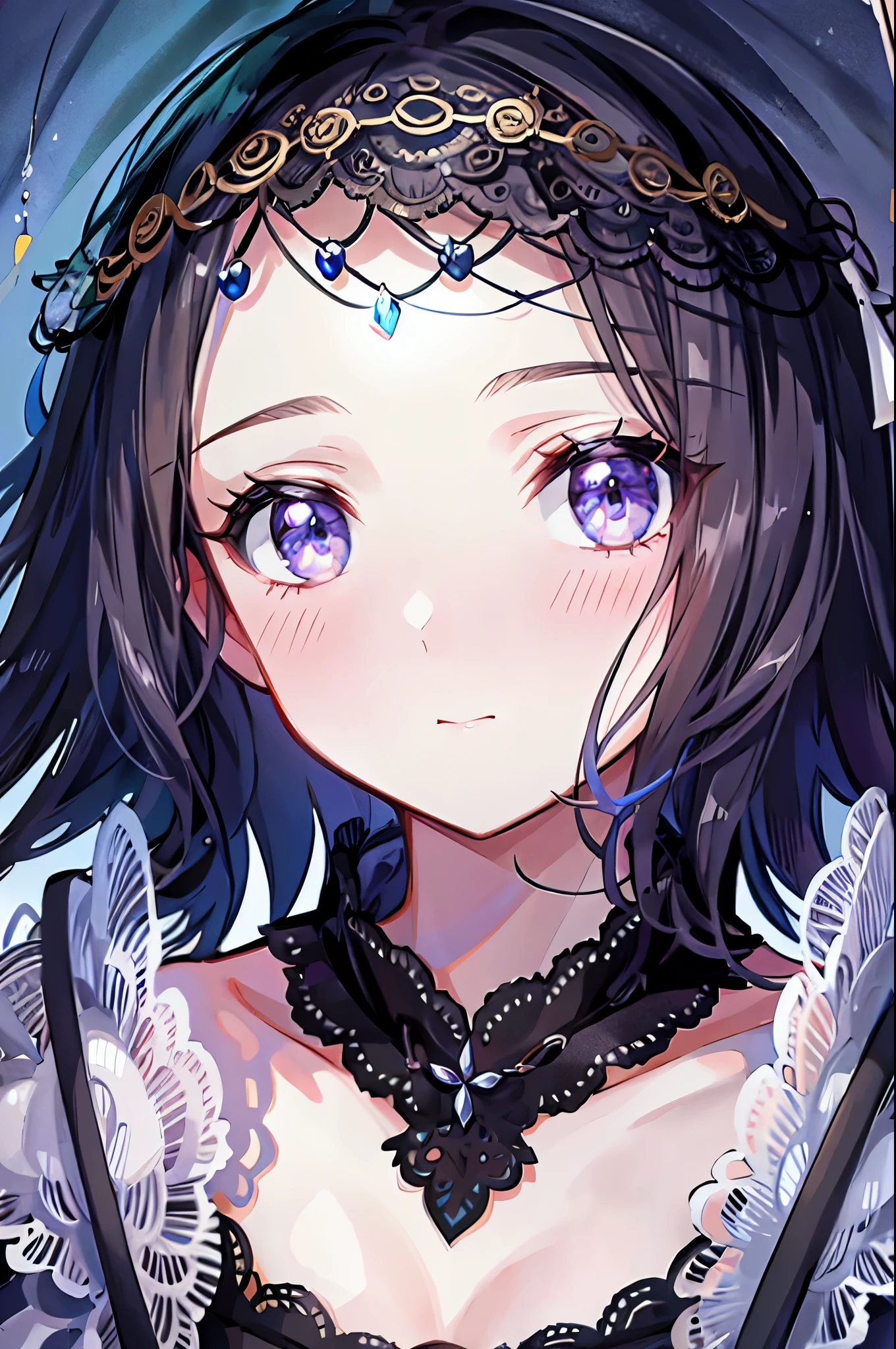 masterpiece_portrait, distinct, distinct_image, high_resolution, highres, high_quality_anime, high_quality, hyper_detail, finely_detailed, best quality, masterpiece, high resolution, 1 woman, white dress, black hair, blue eyes, hair accessories, necklace, bijouterie, beautiful face, beautiful body, Tyndall effect, realistic, edge lighting, two tone lighting, (high detail skin: 1.2), 8,000 UHD, DSLR, soft light, shining, high quality, volumetric lighting, candid, picture, high resolution, 4K, good quality, exciting atmosphere, Sacred, angel, white wings, wings, praying, The smallest details, specific details, smiling