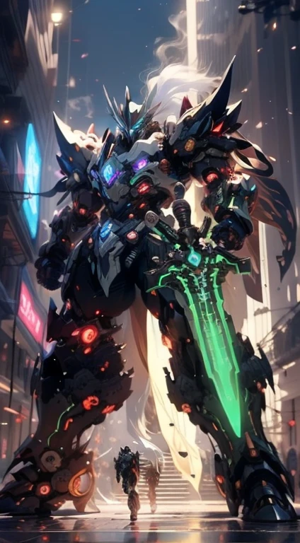 (side))，((Mecha))，Purple、gray shell，，(The dark gray and purple mech exudes darkness in its design. 