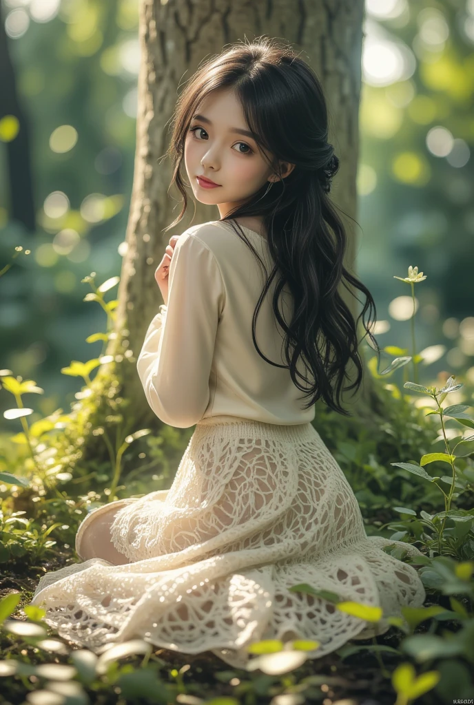 1 girl,happy,Delicate face,Smooth skin, ( bokeh, Out of Focus, Soft Lighting, God Ray, UHD)