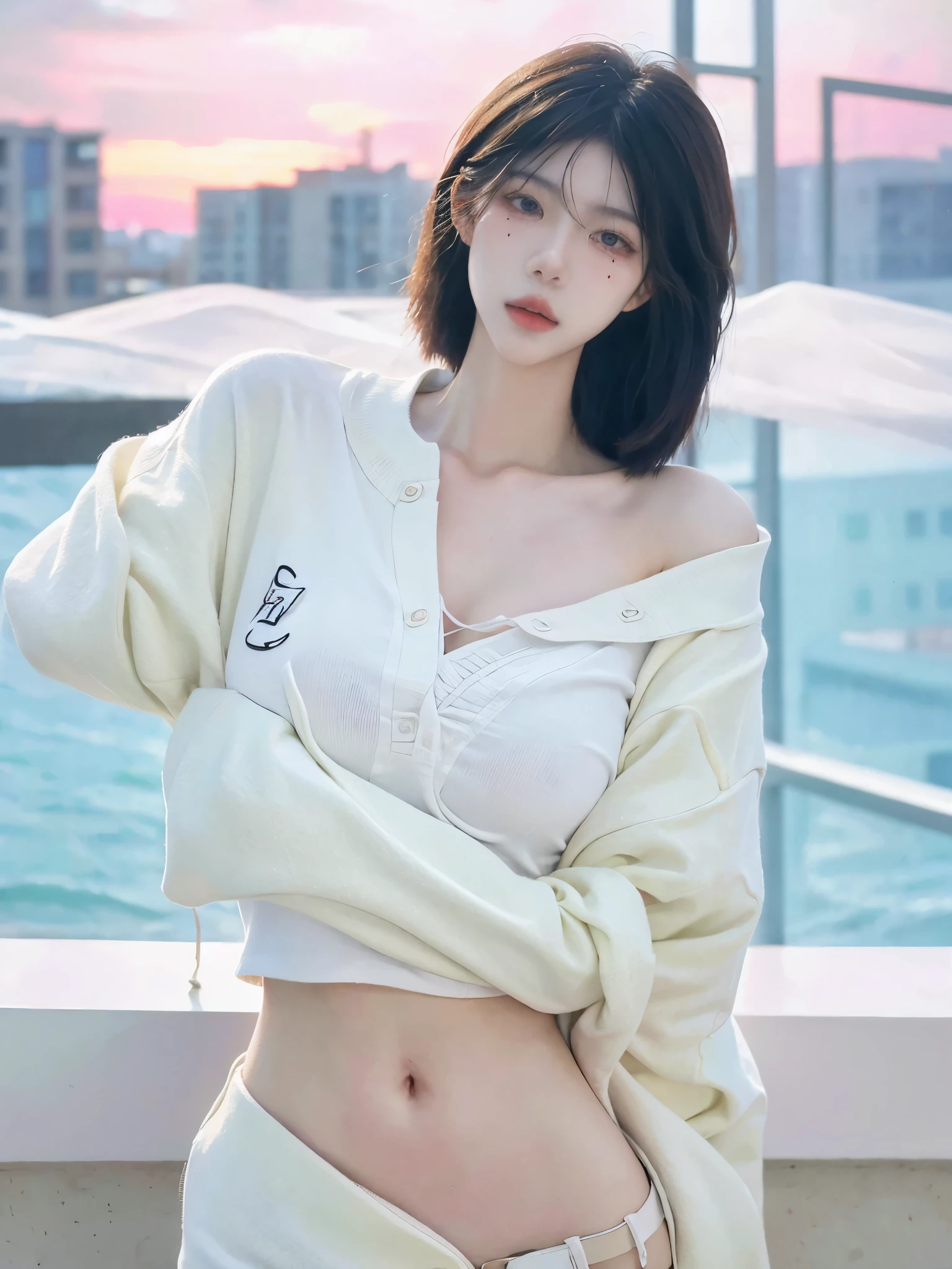 (stand posture,full bodyesbian:1.5),(1girll:1.3),(anatomy correct:1.4),(White sweatshirt:1.2),(Black silk pantyhose:1.3),(with tattoos:1.2),(wavy and long hair,Accurate and perfect face:1.3),(Slender and slender figure,Skinny,Skinny:1.2),(Smaller bust:1.3),(athletic sneakers:1.1),hyper HD, Ray traching, reflective light,structurally correct, Award-Awarded, High detail, Fade-in and fade-out shadow contrast, Face lighting ,Cinematic lighting, Masterpiece, super detailing, High quality, High detail, Best quality, 16k,High contrast