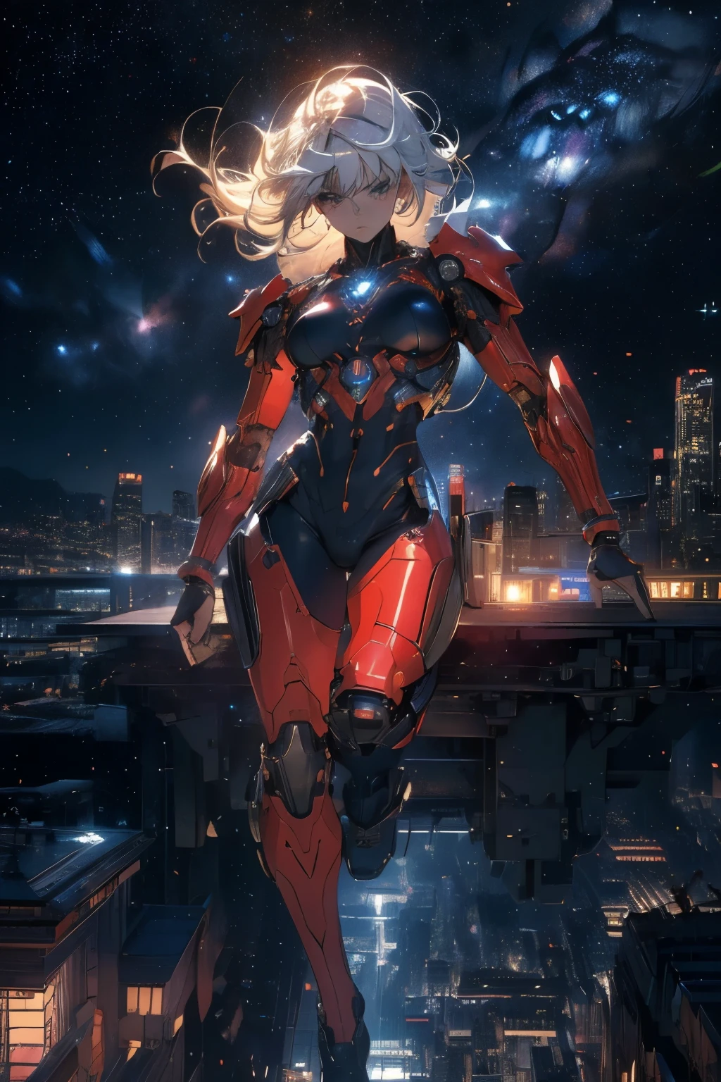 (masterpiece、8K、Ultra-delicate、hight resolution),(((Female Ultraman))),(((No muscles,large Boob))),(her head is tapering,The body is made of red and silver,pink armor,The arms present a streamlined design,On the chest there is a round calculator,Looks tall and thin,The overall shape is streamlined、Modern),posed for photo,high-angle,city ruins,backgroung details,(((full body Esbian))),独奏,(((Huge feeling))),NSFW,Cameltoe,(Dynamic victory Pose:1.2),from below,groin focus,the morning sun,(Erect clitoris:1.3),((Open pussy:1.5)),((wet pussy:1.1)),(long silver hair:1.1),red blush,smile、Attaching a cloak,(cum:1.2)