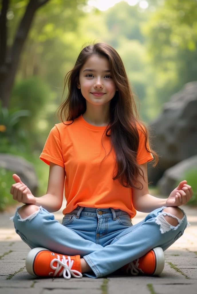 Muslim girl in bikni sitting by spreading legs with a light colur panty